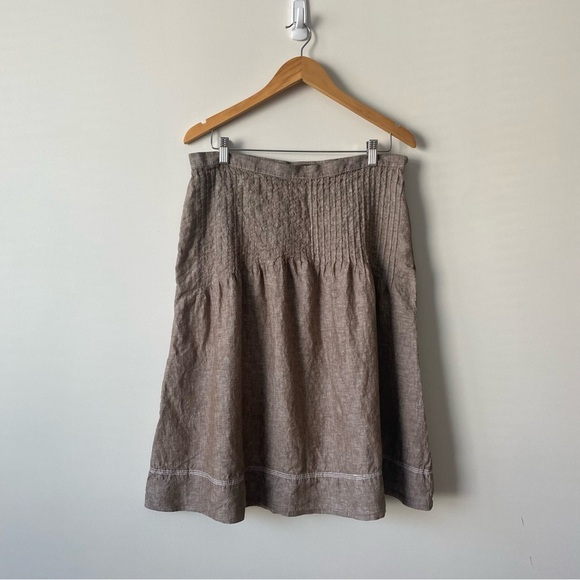Eddie Bauer Dresses & Skirts - Eddie Bauer 100% Linen A-Line Lagenlook Pleated Skirt Size 12